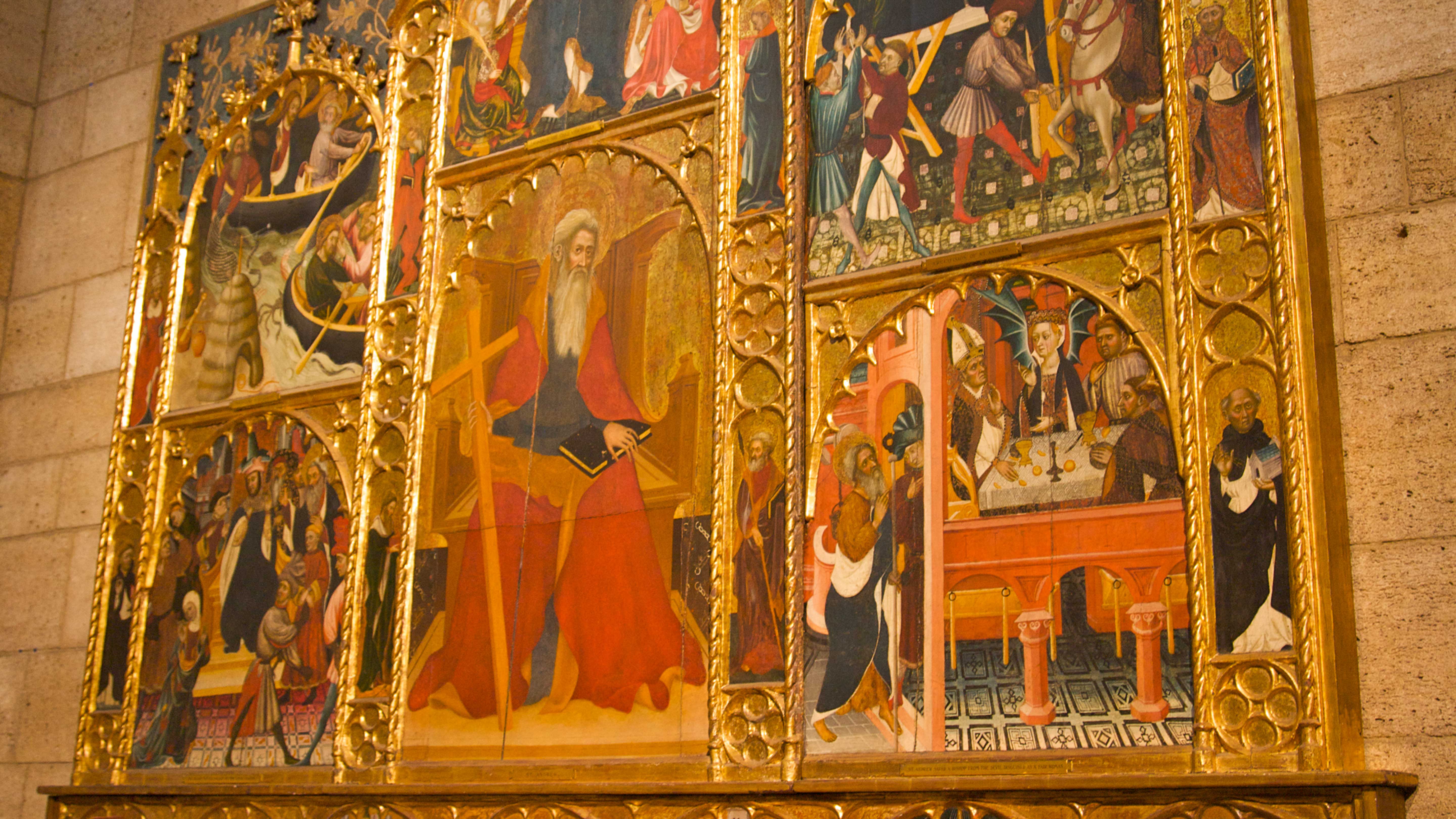 Detailed medieval art piece on display at The Met Cloisters museum in New York.