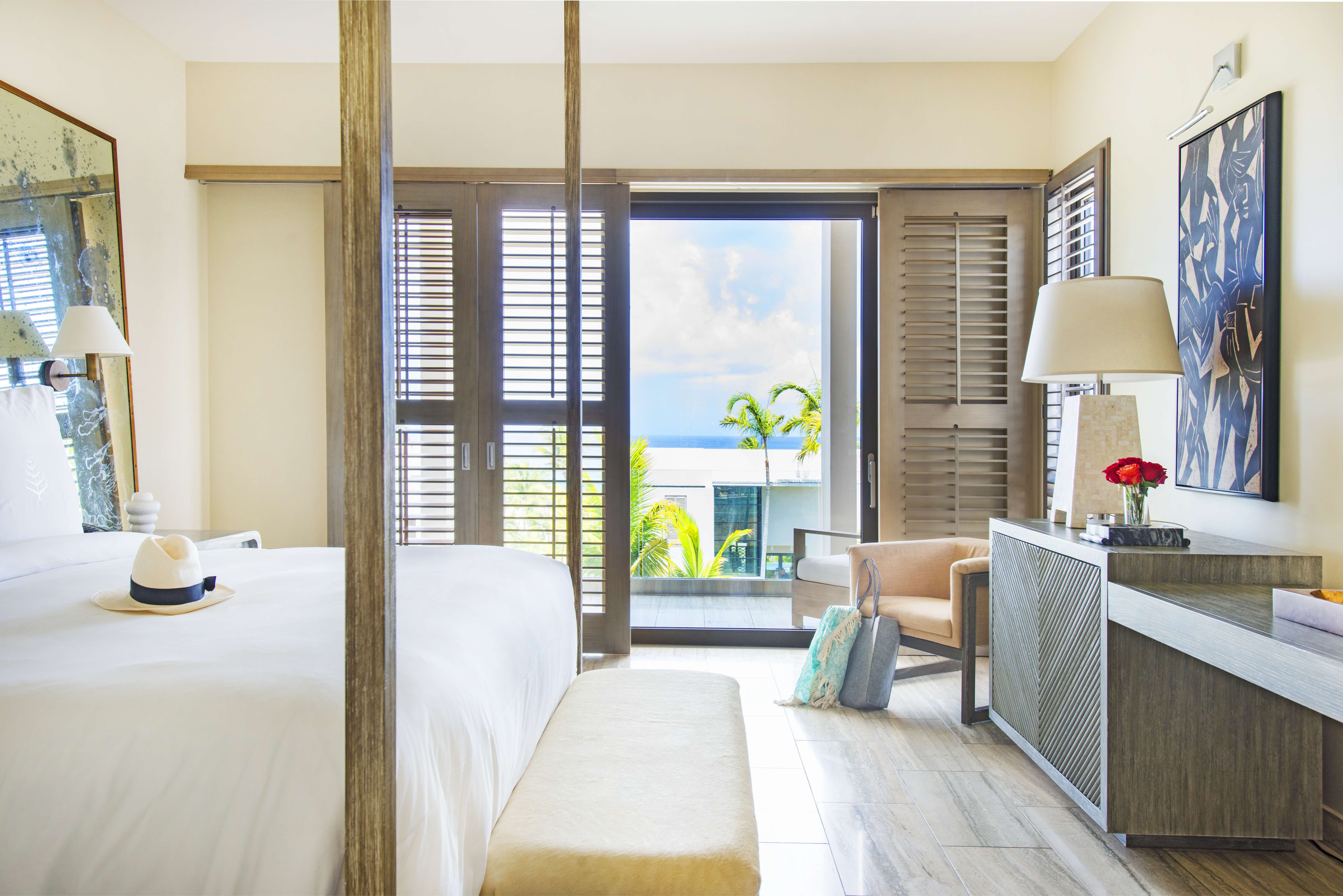 The bedroom of a private villa in Anguilla.