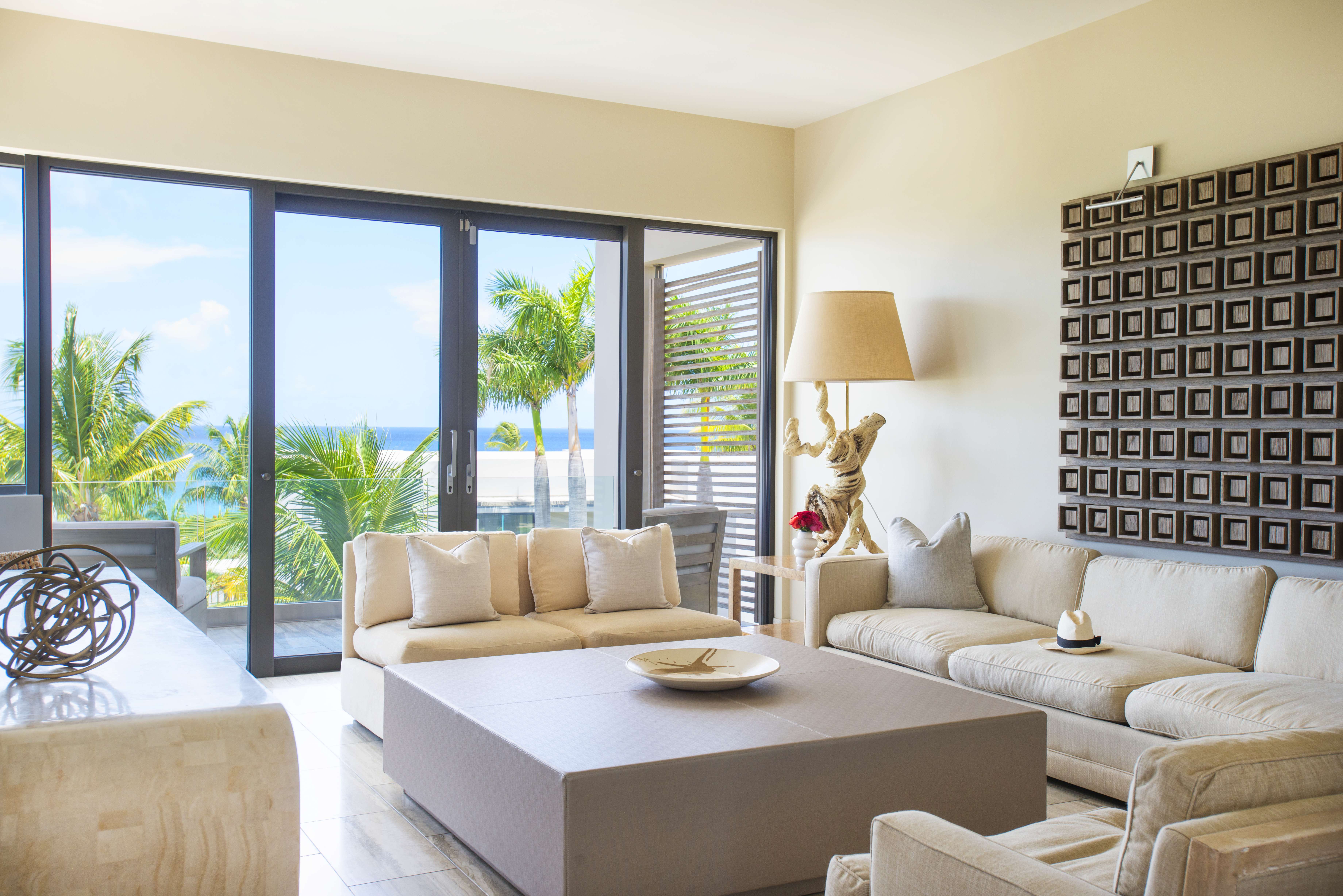 The living room of a private villa in Anguilla.