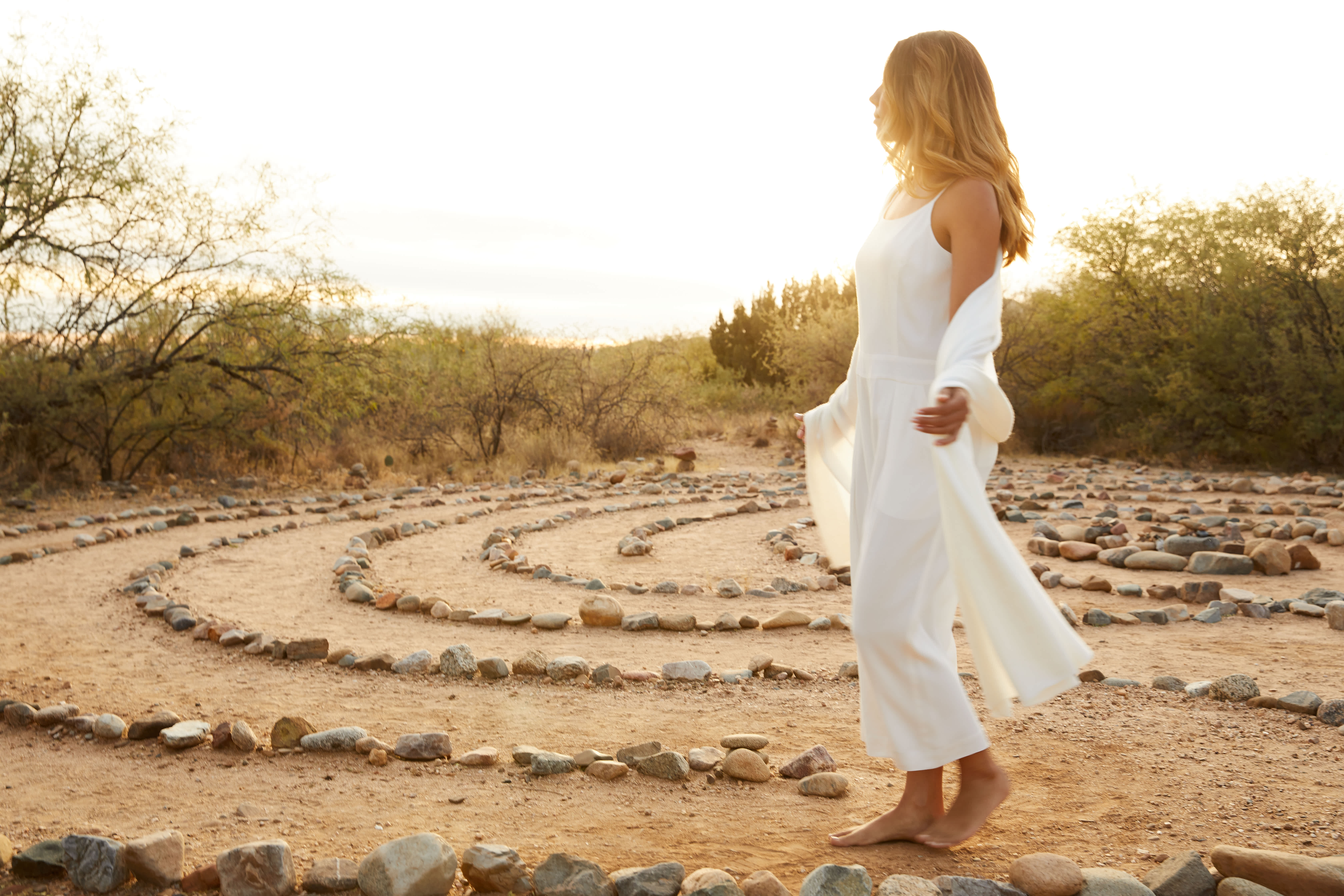 A woman walking through the labyrinth in Arizona.