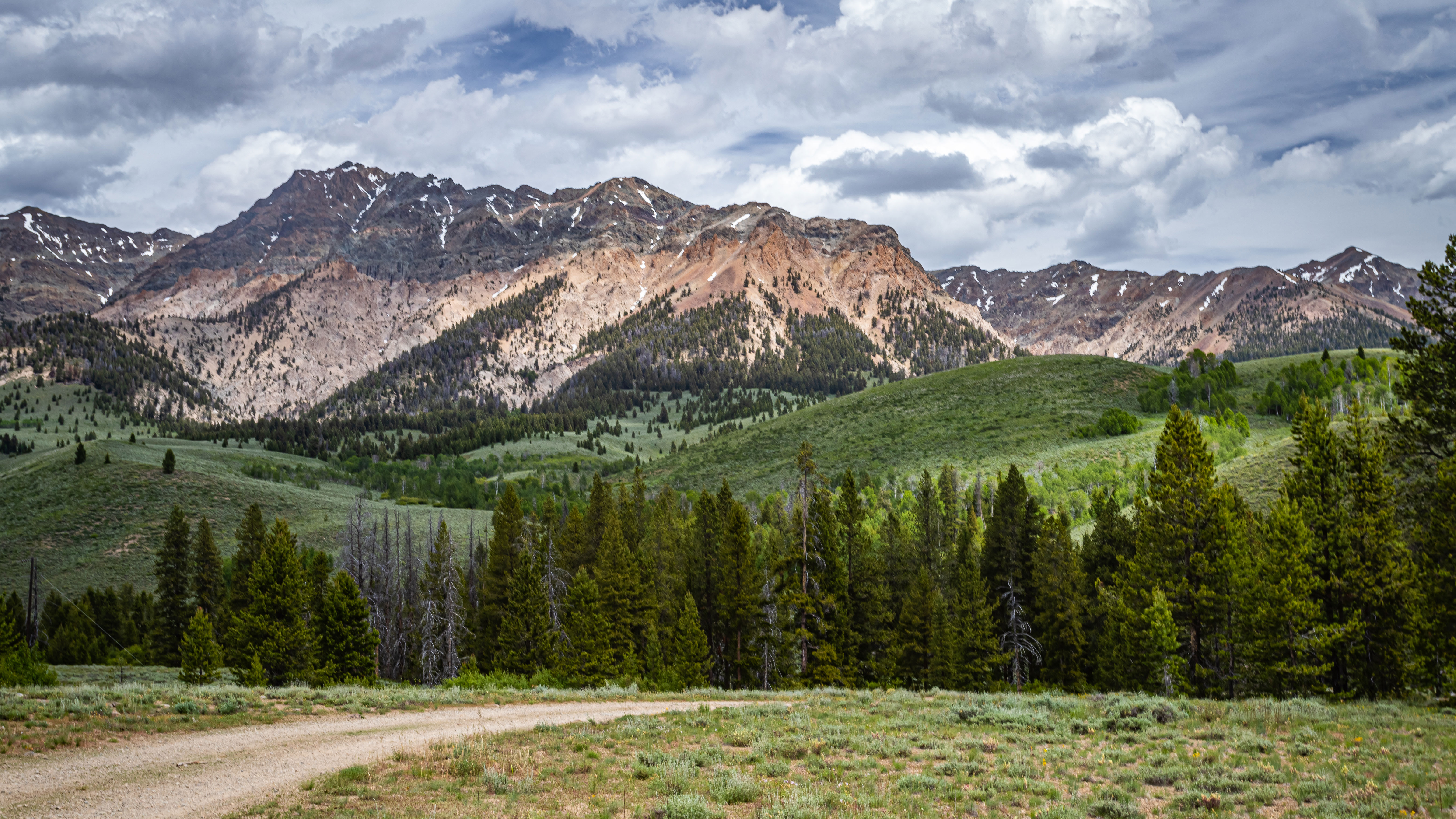 Scenic landscape of the rugged mountains and lush greenery in Sun Valley, Idaho.