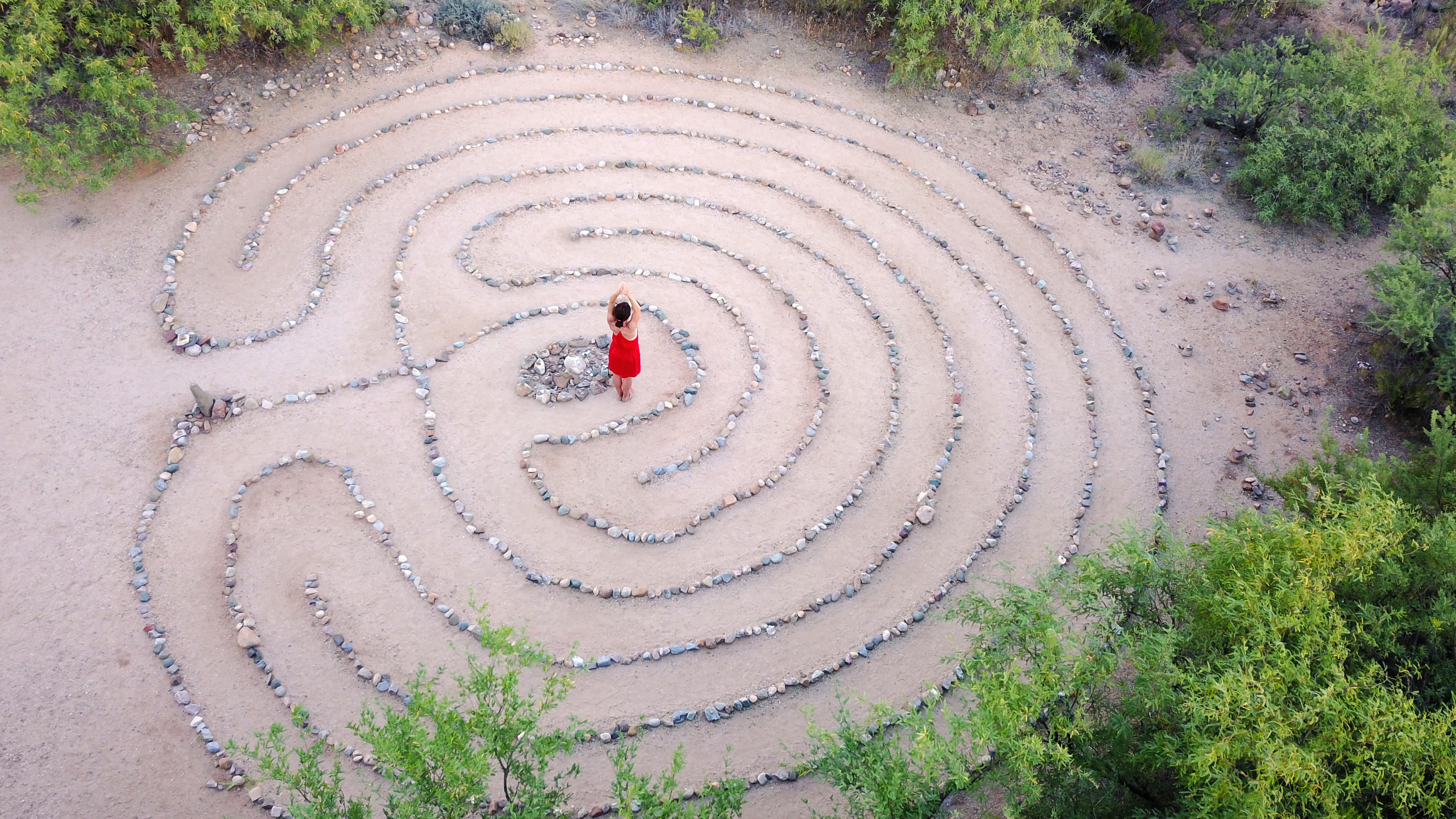 A woman walking through the labyrinth in Arizona.