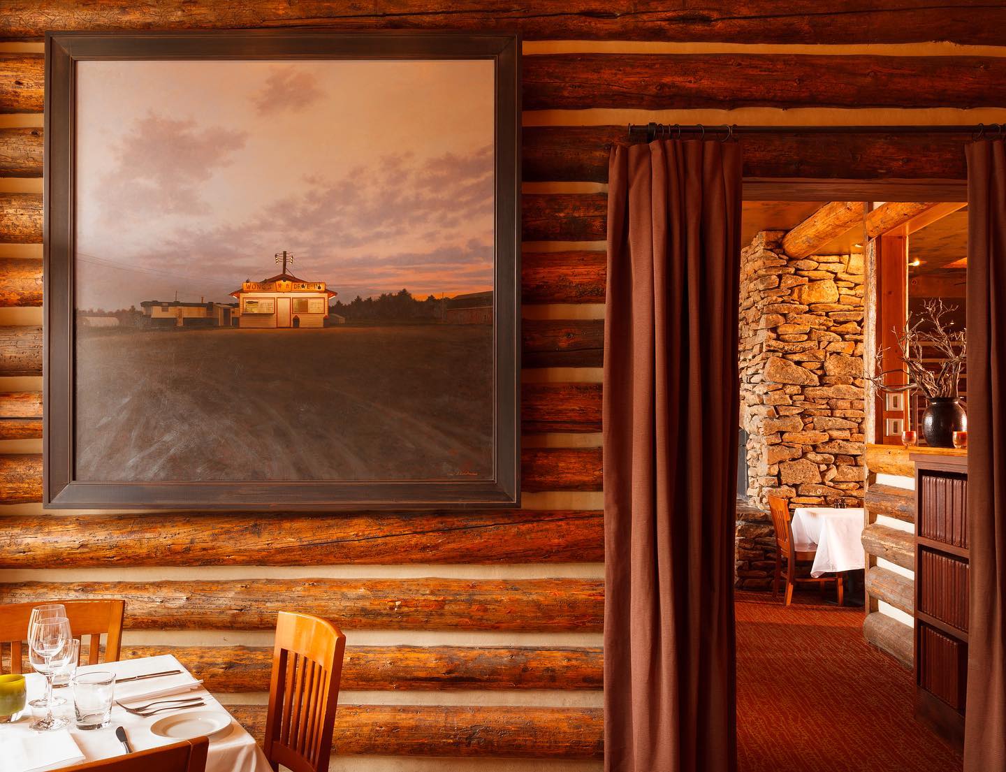 The interior of a restaurant in Jackson Hole, Wyoming.