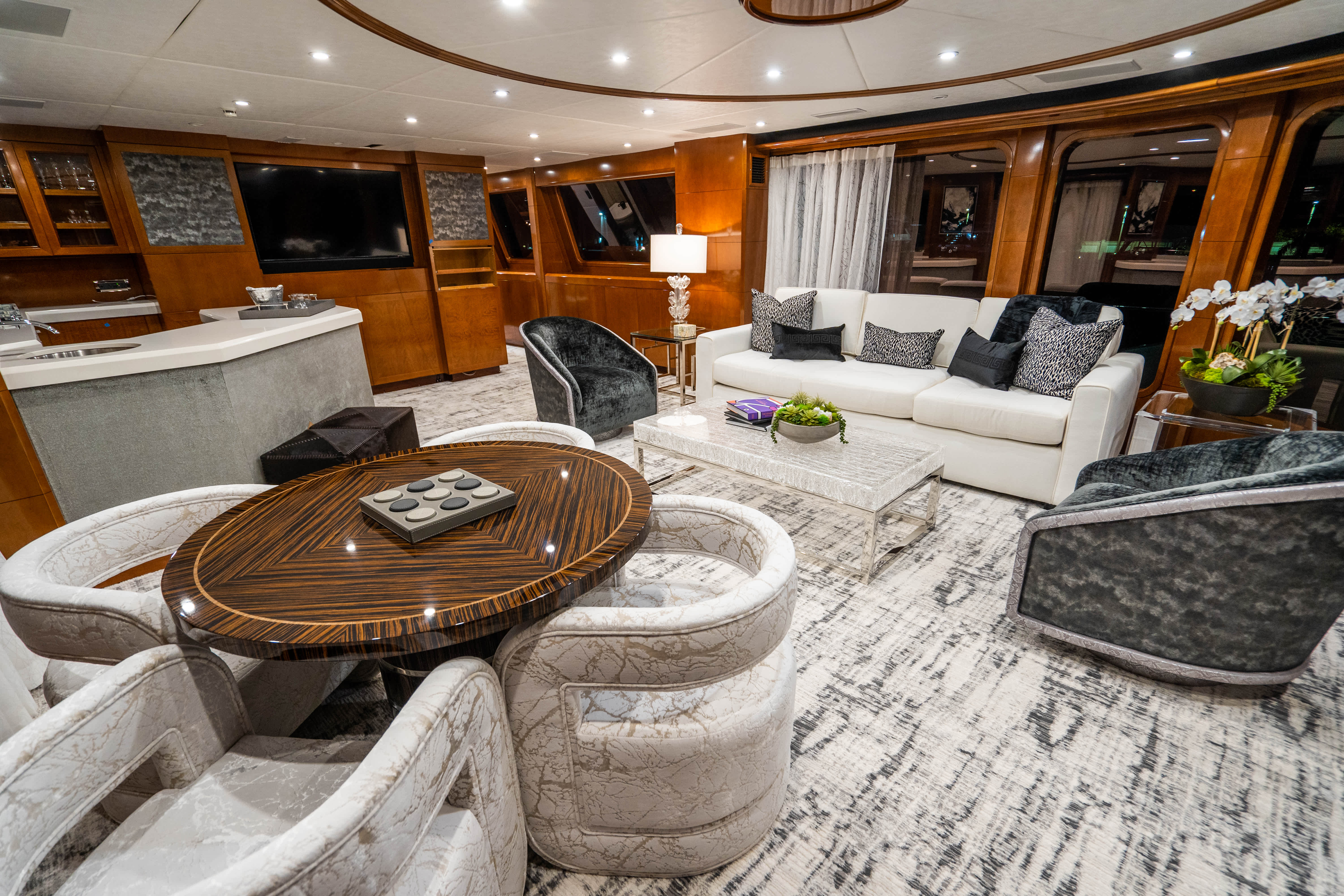Skylounge in a luxury yacht.