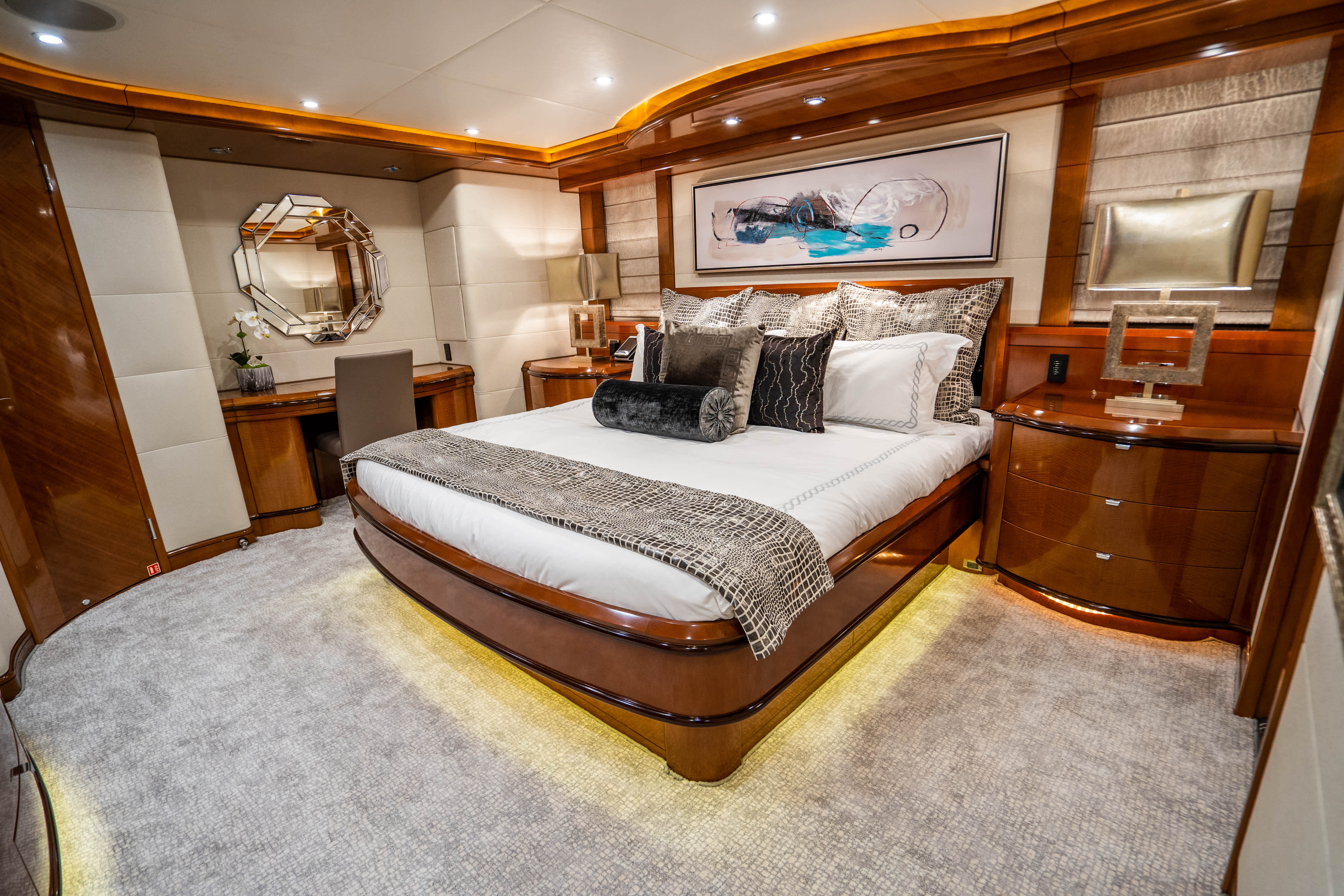 VIP stateroom in a luxury yacht.