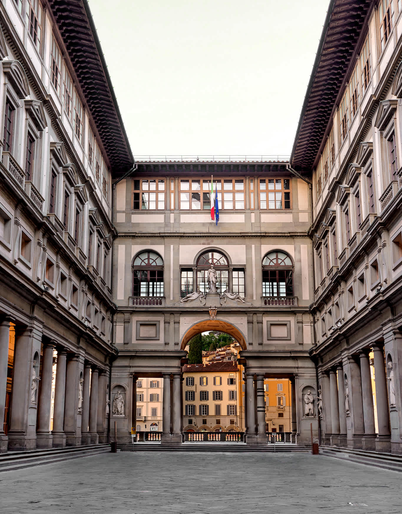 Entrance of the Uffizi Gallery in Florence, Italy