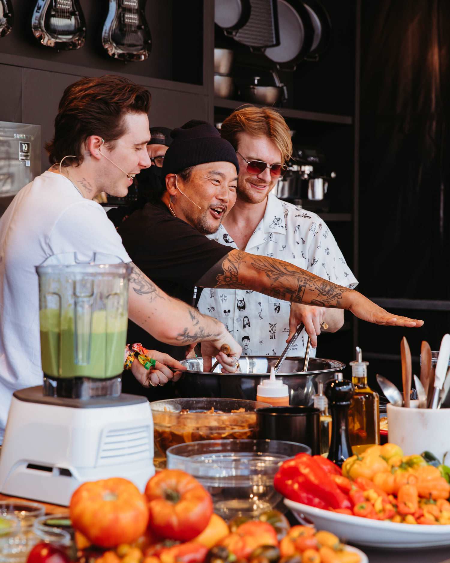 FINNEAS, Brooklyn Beckham, and Roy Choi at the Culinary Stage