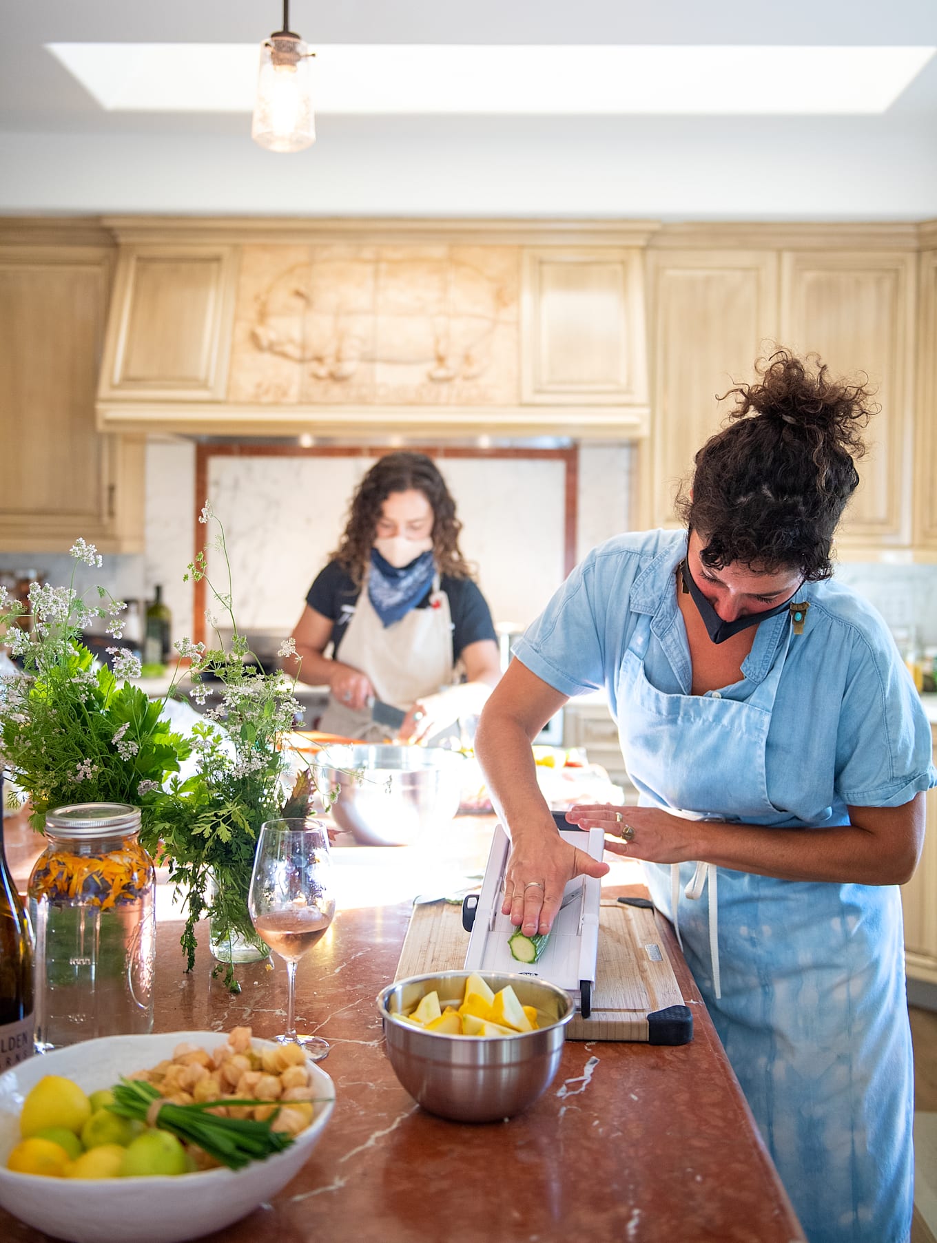 In-residence private chef preparing a dinner.